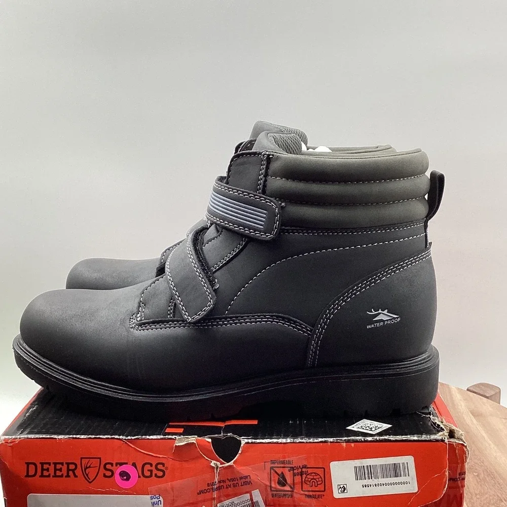 Deer Stags Marker Mens Waterproof Thinsulate Boots Black Hook Loop Size 7M